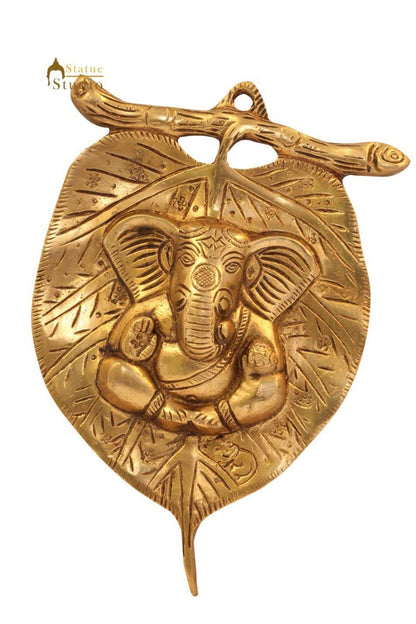Brass hindu god ganesha on branch wall décor removable 6" by vendor-unknown - Hindu Gods (View 2)
