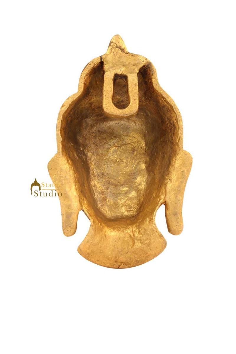 Indian hand made brass buddha sun mask wall décor removable hanging showpiece