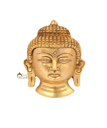 Indian hand made brass buddha sun mask wall décor removable hanging showpiece by vendor-unknown - Decor