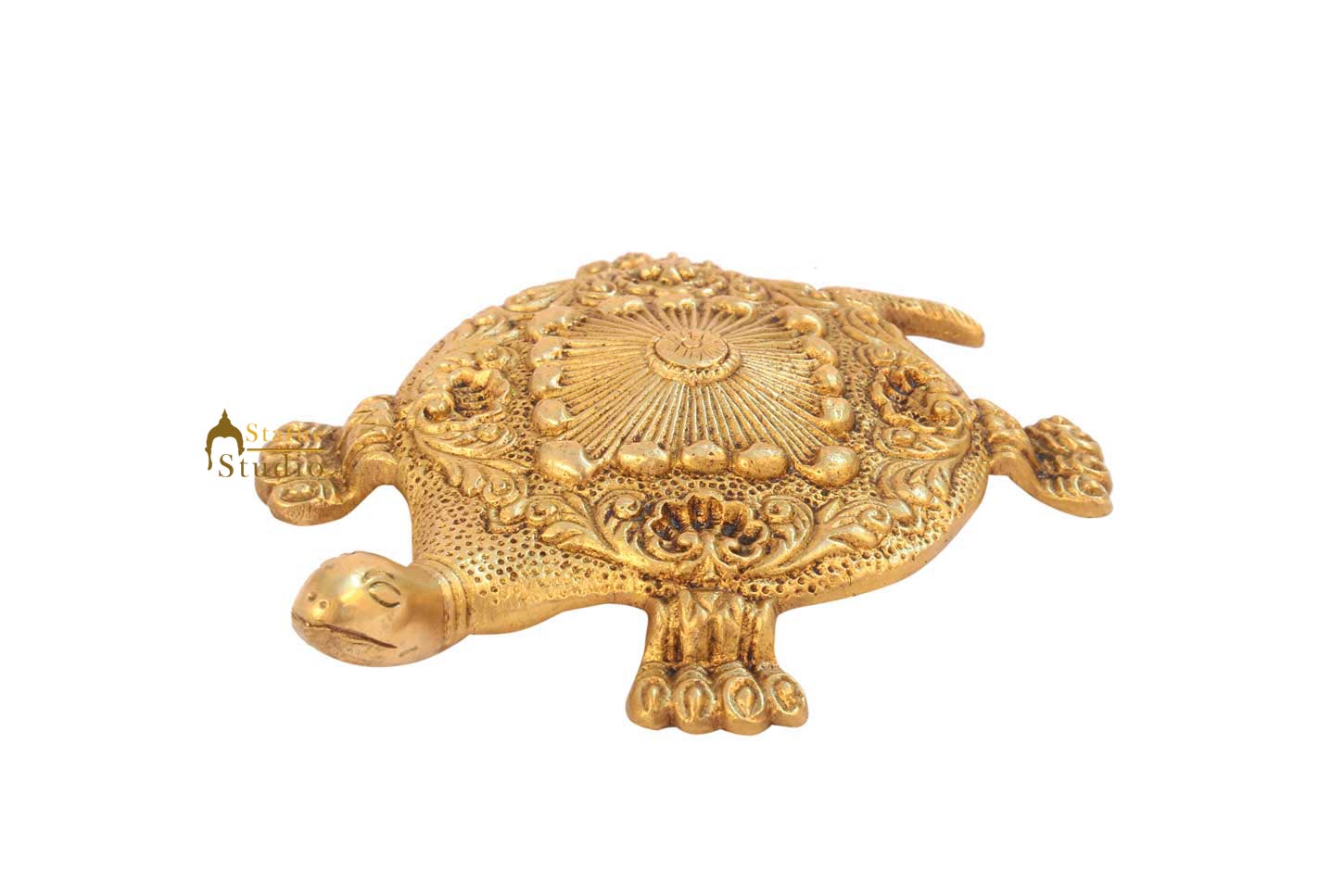 Feng Shui lucky tortoise statue showpiece figurine brass turtle hand carved 1" - Image 3