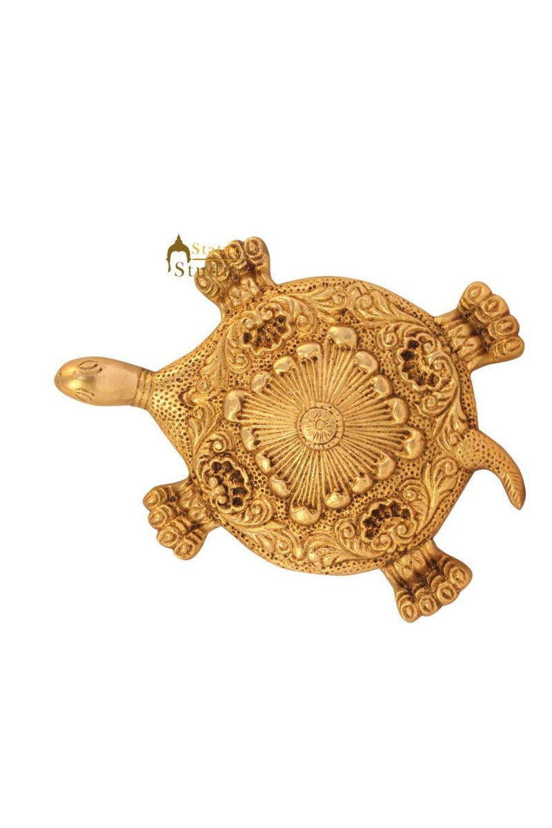 Feng Shui lucky tortoise statue showpiece figurine brass turtle hand carved 1" - Image 2