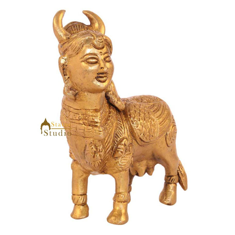 Brass religious hindu sacred kamdhenu cow lucky pooja décor 5" - Image 3