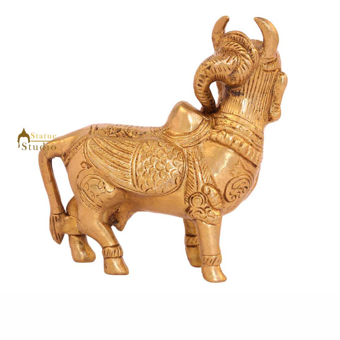 Brass religious hindu sacred kamdhenu cow lucky pooja décor 5" - Image 4