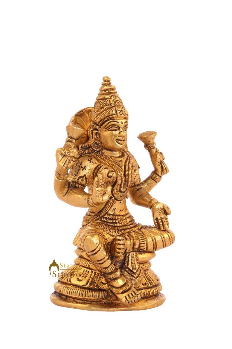 Brass miniature idol hindu goddess laxmi figure dcorative art 2" - Image 3