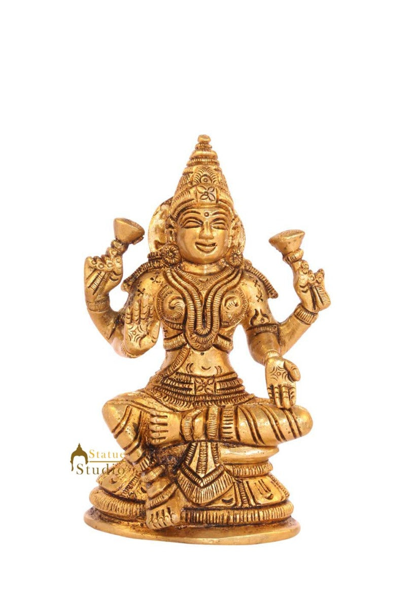 Brass miniature idol hindu goddess laxmi figure dcorative art 2" - Image 2