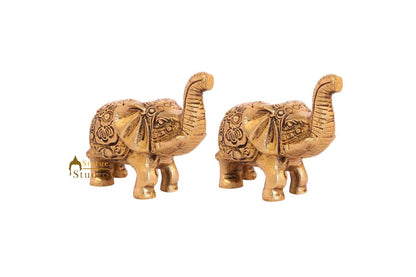 Feng Shui brass elephant sculpture miniature india figurine hand carved 2" by vendor-unknown - Decor (View 3)