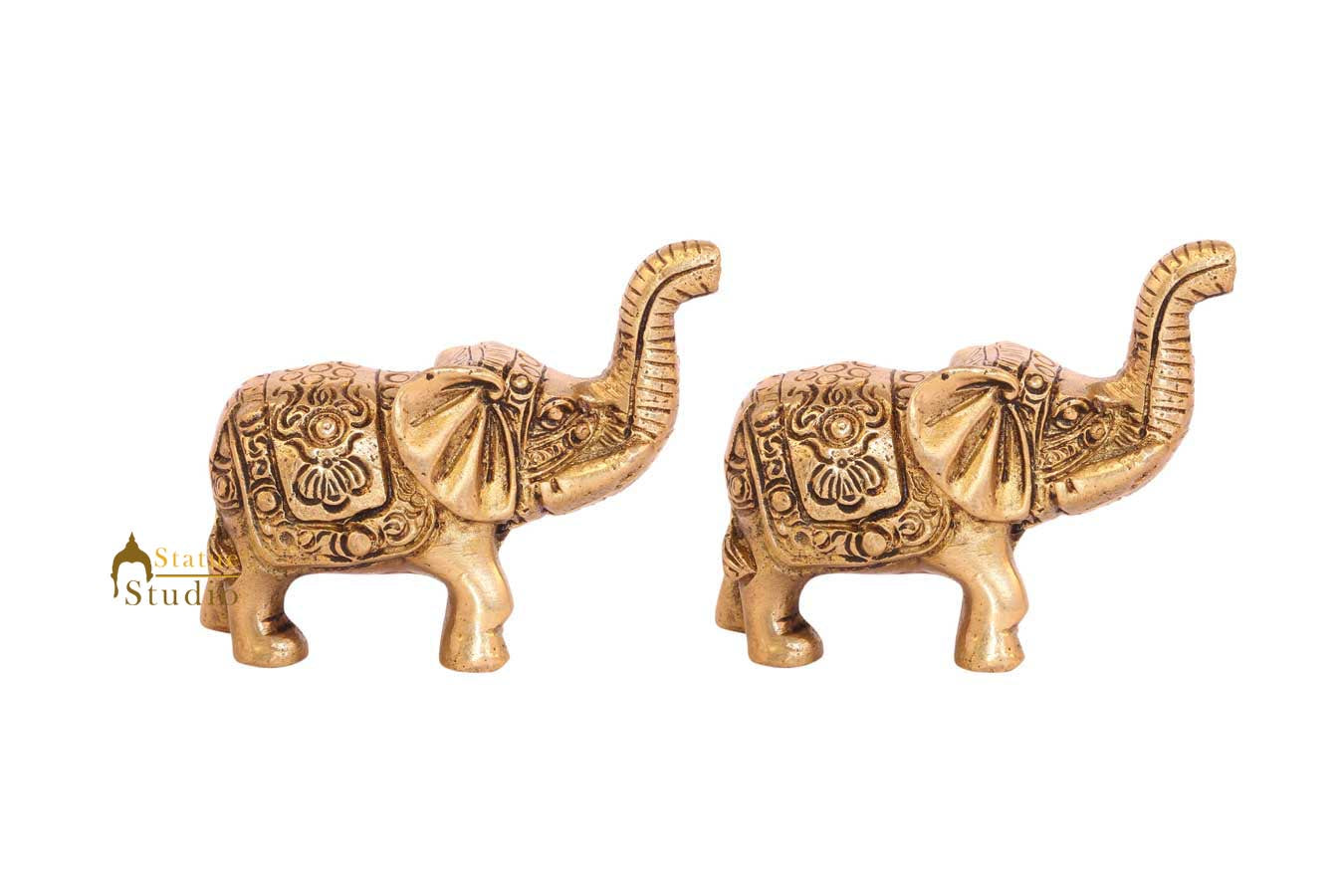 Feng Shui brass elephant sculpture miniature india figurine hand carved 2"
