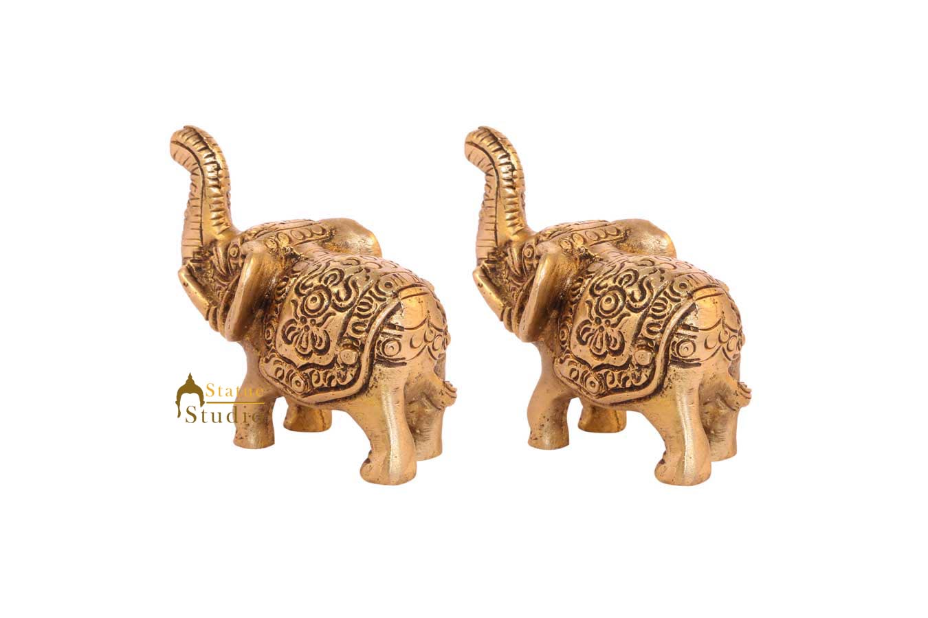 Feng Shui brass elephant sculpture miniature india figurine hand carved 2" - Image 4