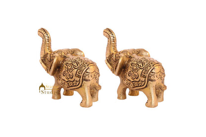 Feng Shui brass elephant sculpture miniature india figurine hand carved 2" by vendor-unknown - Decor (View 4)