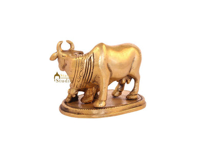 Brass sacred holy cow calf religious pair statue idol miniature pooja figure 2" by vendor-unknown - Spiritual (View 3)