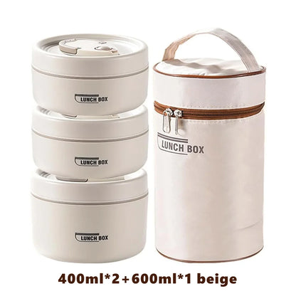 Portable Insulated Food Lunch Container Set with Thermal Lunch Box 3 Separate Stackable Lunch Container for Adult Kids – Image 8