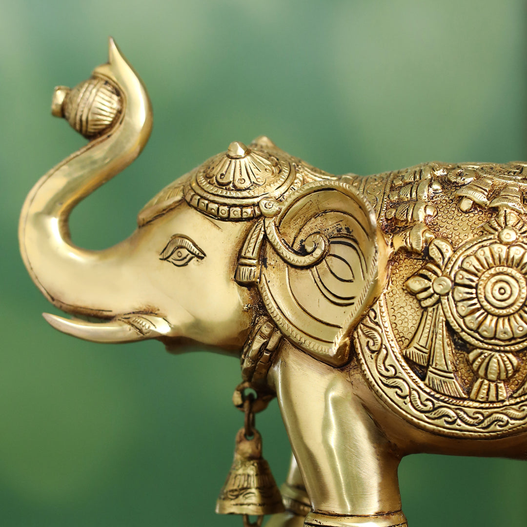 Brass Decorative Elephant Statue – Symbol of Strength, Wisdom & Prosperity (9.5 Inch) - Image 2
