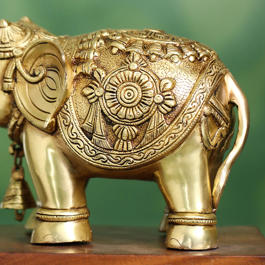 Brass Decorative Elephant Statue – Symbol of Strength, Wisdom & Prosperity (9.5 Inch) - Image 3