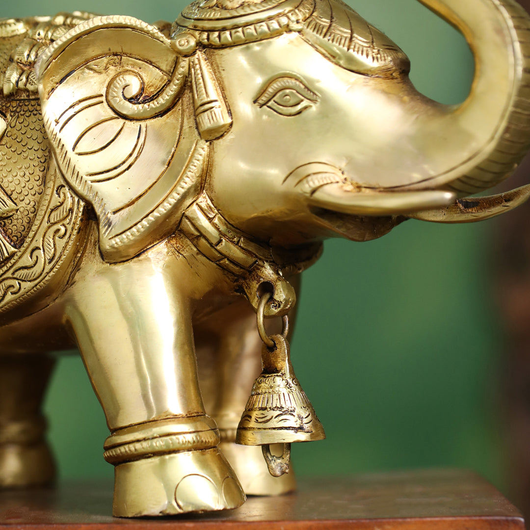 Brass Decorative Elephant Statue – Symbol of Strength, Wisdom & Prosperity (9.5 Inch) - Image 4
