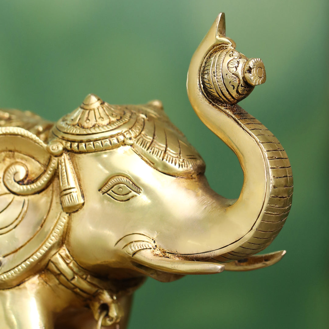 Brass Decorative Elephant Statue – Symbol of Strength, Wisdom & Prosperity (9.5 Inch) - Image 5