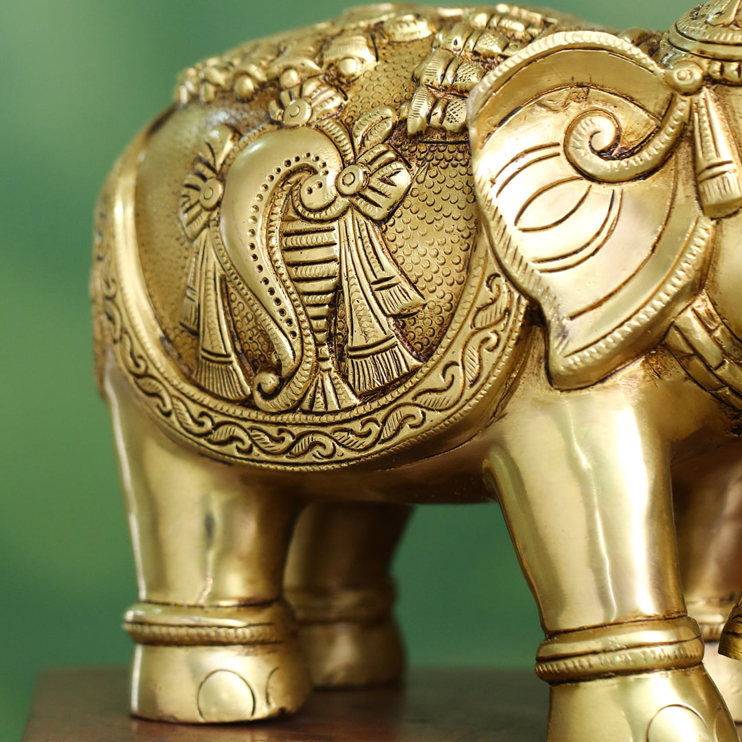 Brass Decorative Elephant Statue – Symbol of Strength, Wisdom & Prosperity (9.5 Inch) - Image 6