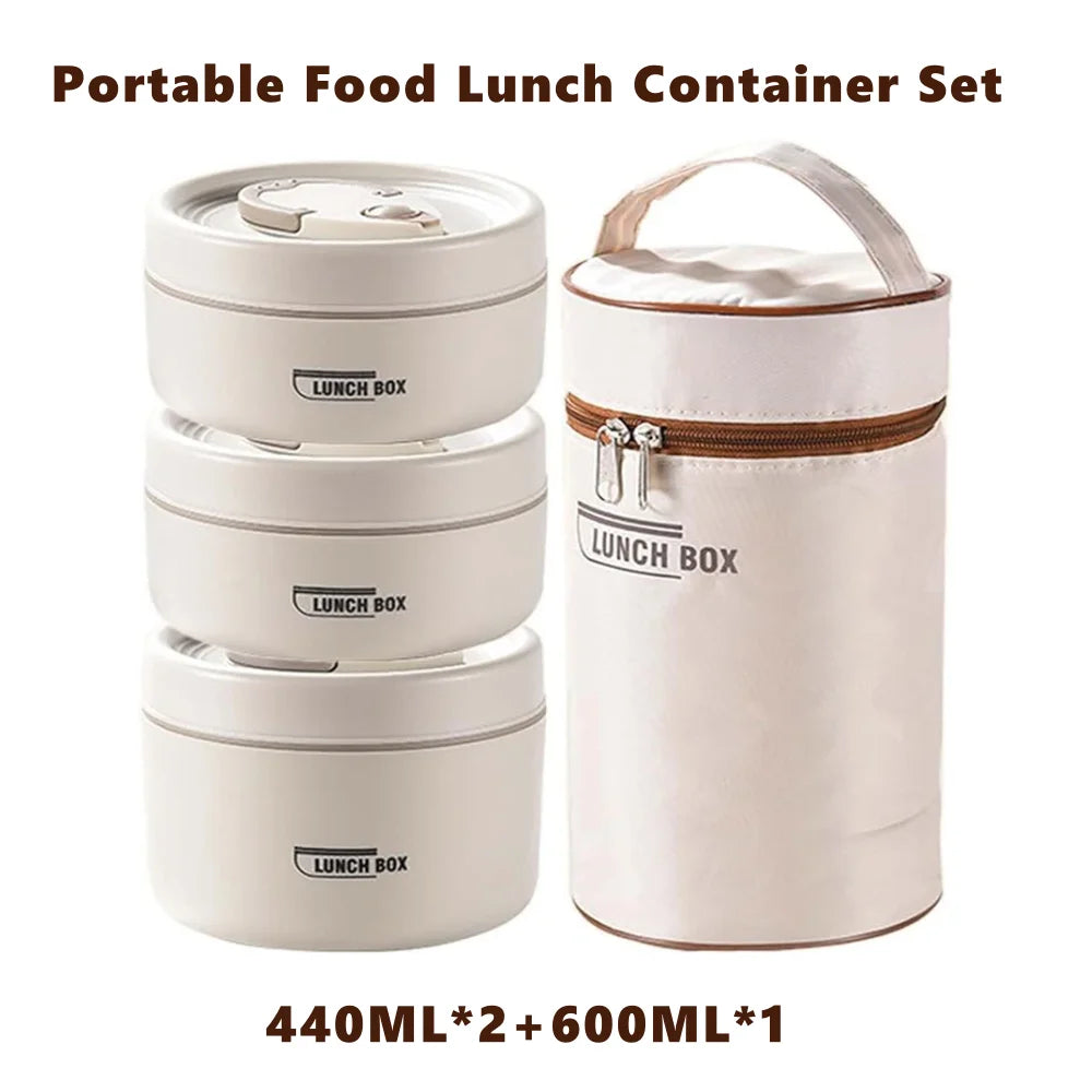 Portable Insulated Food Lunch Container Set with Thermal Lunch Box 3 Separate Stackable Lunch Container for Adult Kids – Sama Homes - Image 2