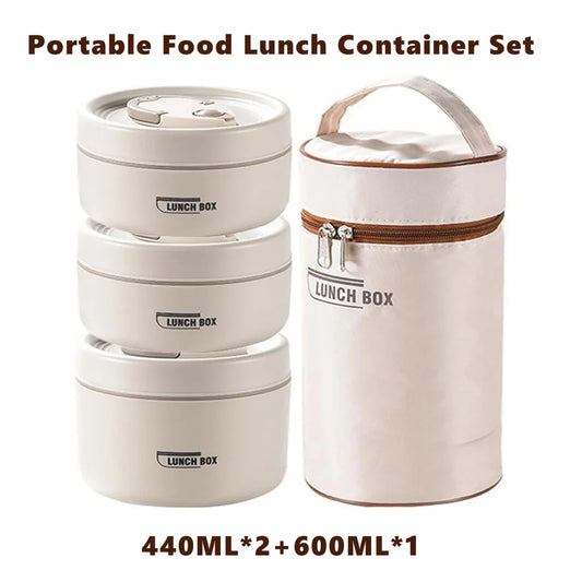 Portable Insulated Food Lunch Container Set with Thermal Lunch Box 3 Separate Stackable Lunch Container for Adult Kids – Sama Homes
