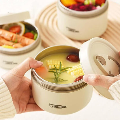 Portable Insulated Food Lunch Container Set with Thermal Lunch Box 3 Separate Stackable Lunch Container for Adult Kids – Image 2