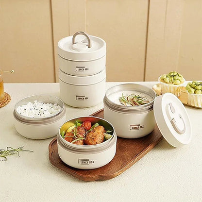 Portable Insulated Food Lunch Container Set with Thermal Lunch Box 3 Separate Stackable Lunch Container for Adult Kids – Image 4
