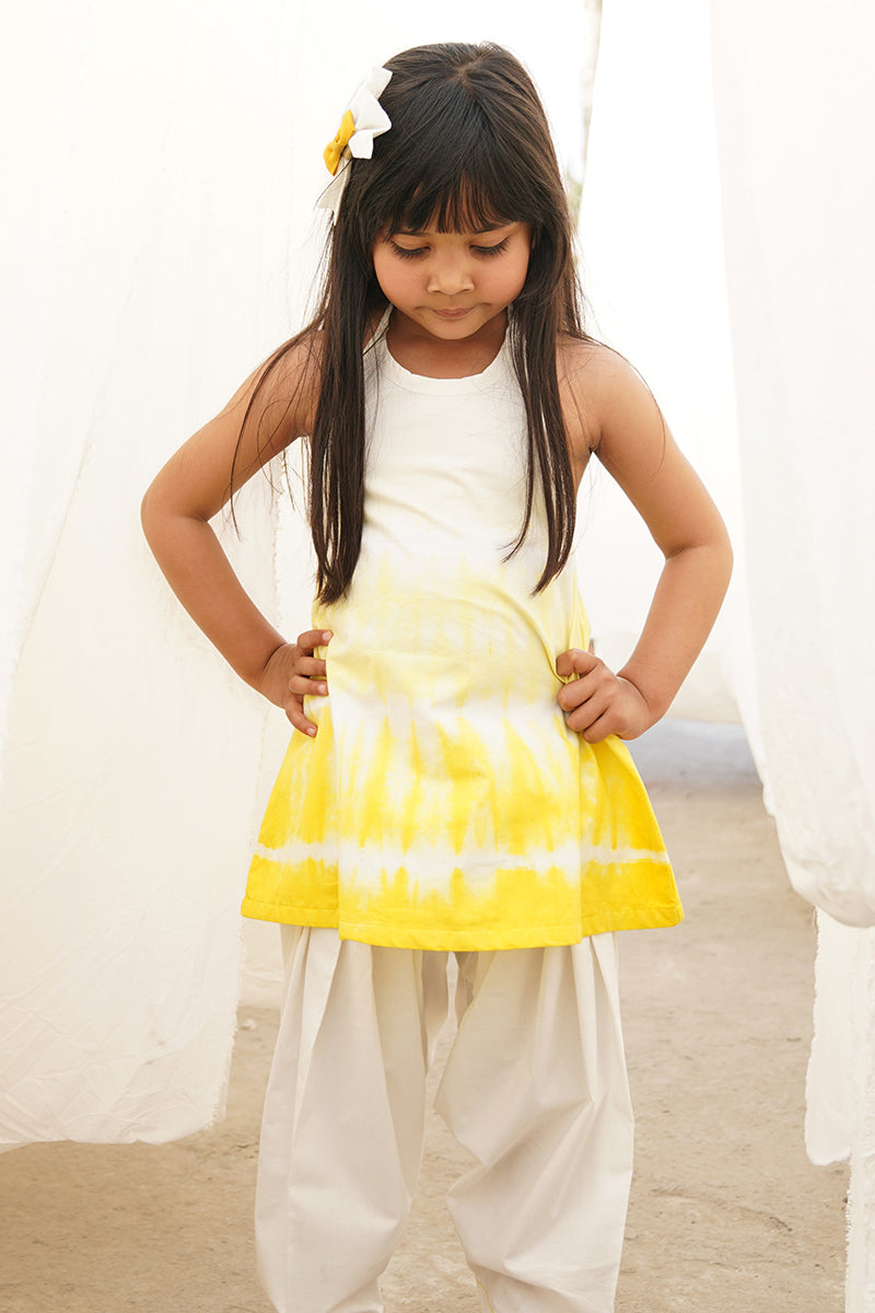 Girls Yellow Shibori Top Set - Image 3