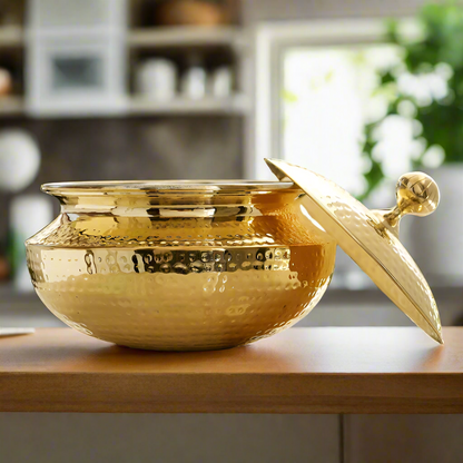 Brass Sipri  Handi Set With Tin Coating | Heavy Brass Punjabi Cooking Ware - 03 No. by SAMA Homes - Copper Handi Set (View 2)