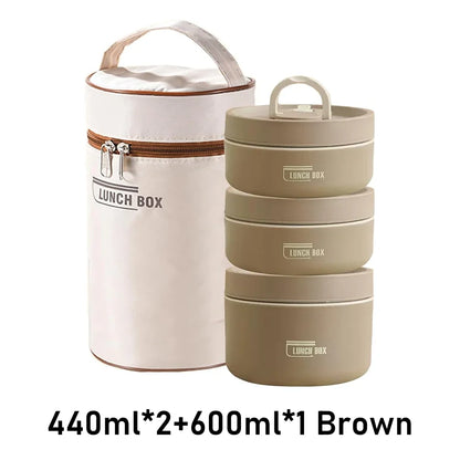 Portable Insulated Food Lunch Container Set with Thermal Lunch Box 3 Separate Stackable Lunch Container for Adult Kids – Image 9