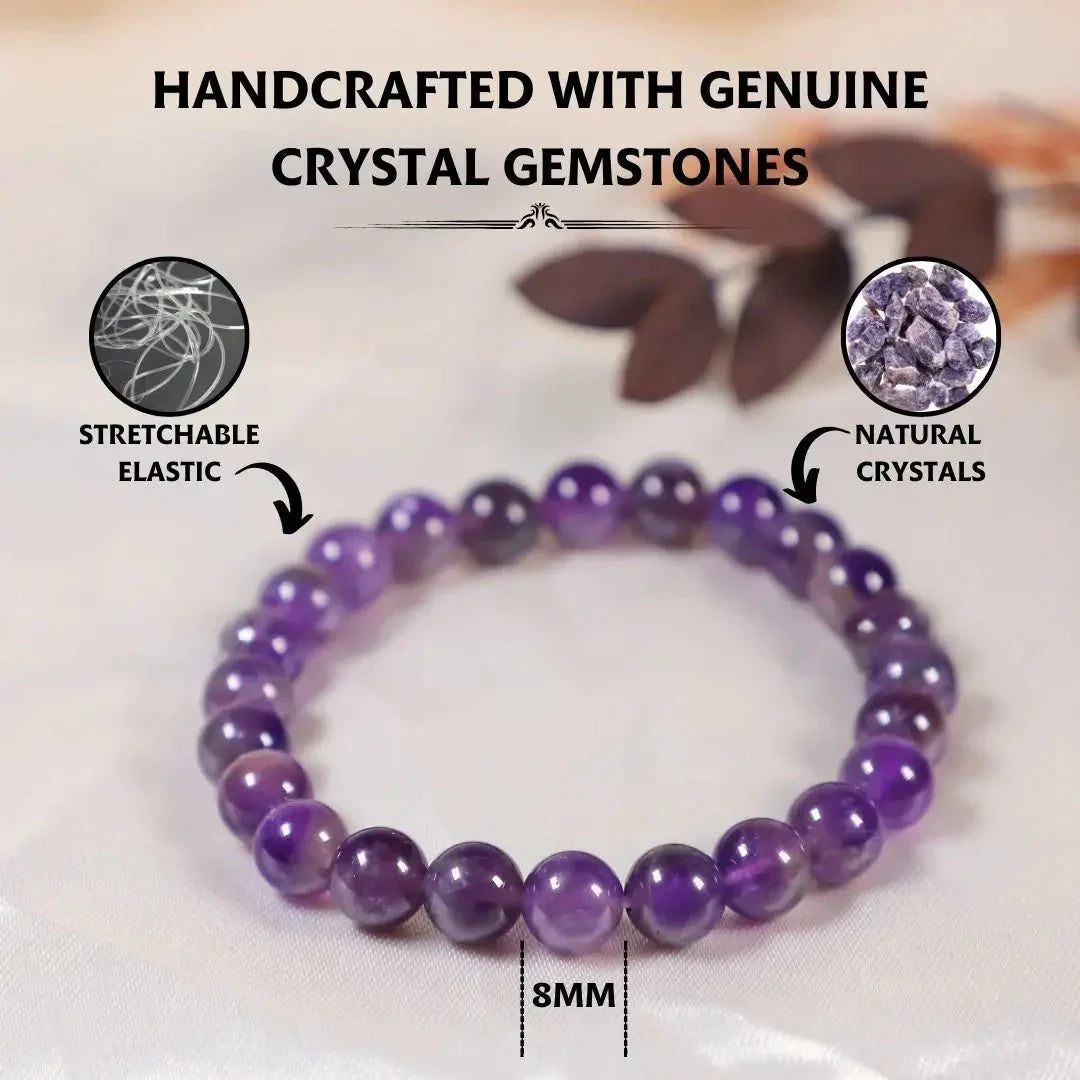 Energised Purple Amethyst Crystal Bracelet with Certificate - Image 4