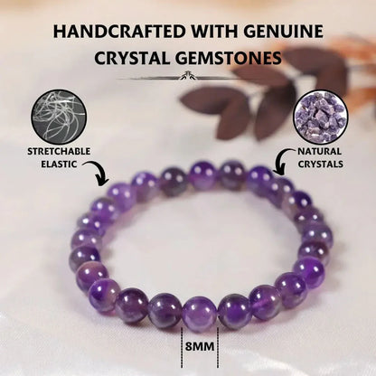Energised Purple Amethyst Crystal Bracelet with Certificate by SAMAHealing - simple (View 4)