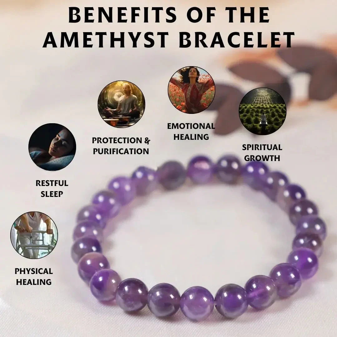 Energised Purple Amethyst Crystal Bracelet with Certificate - Image 2