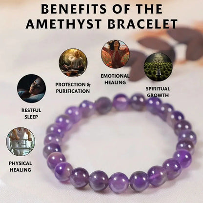 Energised Purple Amethyst Crystal Bracelet with Certificate by SAMAHealing - simple (View 2)