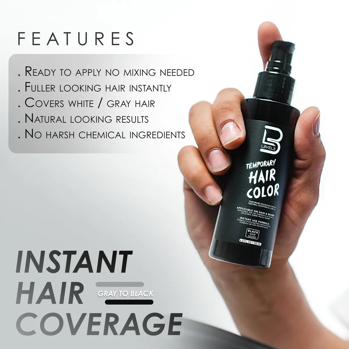 LV3 Temporary Beard Color - Black 125 ml by L3VEL3 - Sustainable Living (View 3)