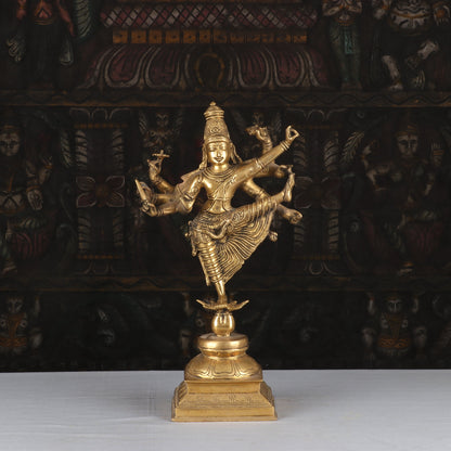 Artistic Brass Perumal Dancing Vishnu Avatar Vamana as Thirivikrama With 8 Arms 16 inch by vendor-unknown - Hindu Gods