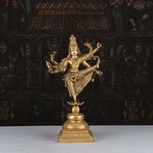 Artistic Brass Perumal Dancing Vishnu Avatar Vamana as Thirivikrama With 8 Arms 16 inch