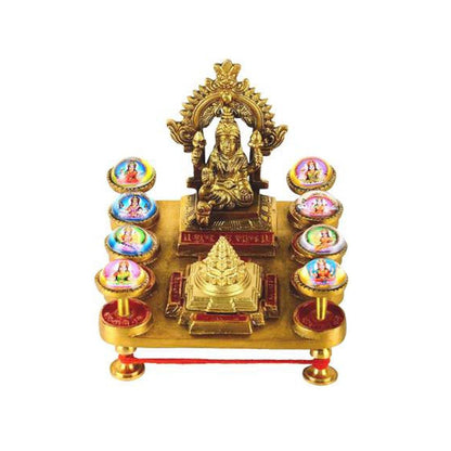 Shree Ashta Laxmi with Shri Yantra Chowki in Pure Brass by SAMAHealing - Yantra Chowki