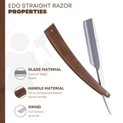 DV-8009143, Dovo Straight Razor EDO, 5/8”, carbon, 1/1 full hollow, Ultra compressed beech wood by Dovo - Straight Razor (View 5)