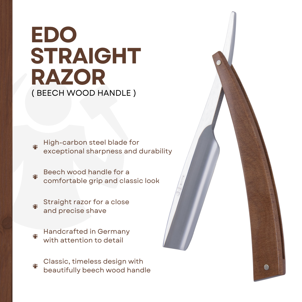 DV-8009143, Dovo Straight Razor EDO, 5/8”, carbon, 1/1 full hollow, Ultra compressed beech wood - Image 6