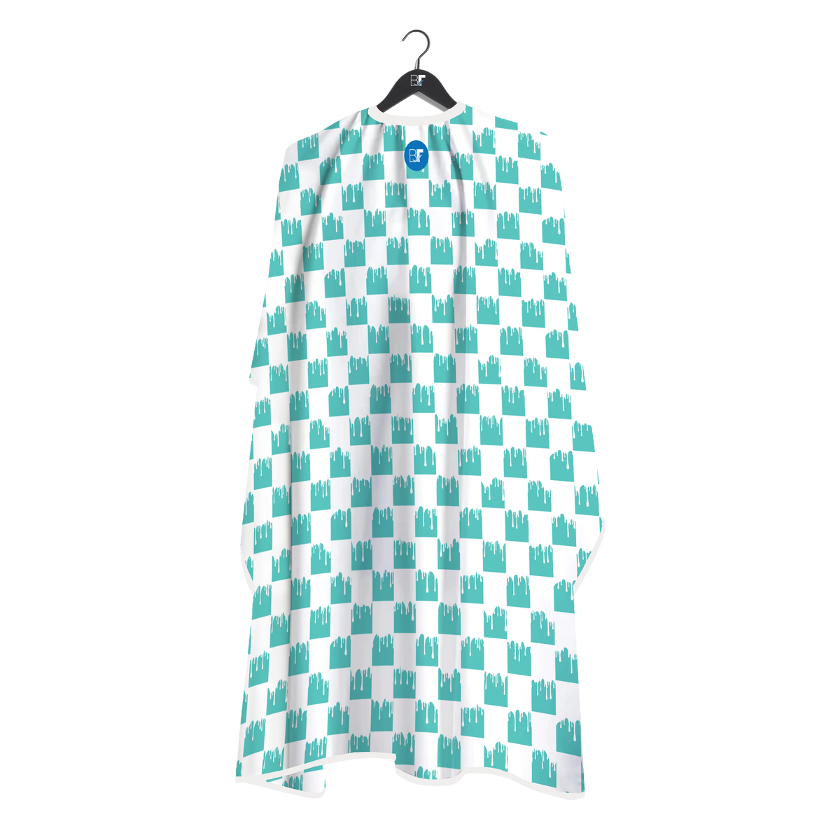 Barber Flow Dripped Checker Cape - Turquoise by Barber Flow - Sustainable Living