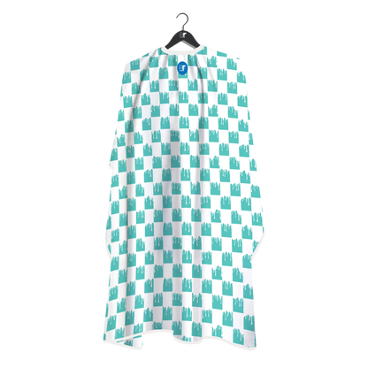 Barber Flow Dripped Checker Cape - Turquoise by Barber Flow - Sustainable Living