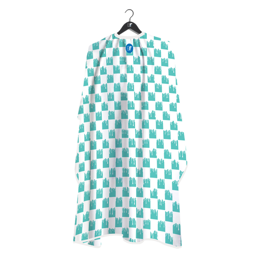 Barber Flow Dripped Checker Cape - Turquoise