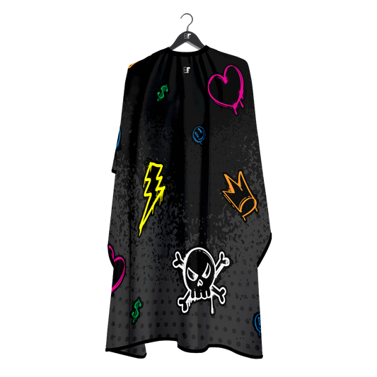 Barber Flow Graffiti Cape - Black