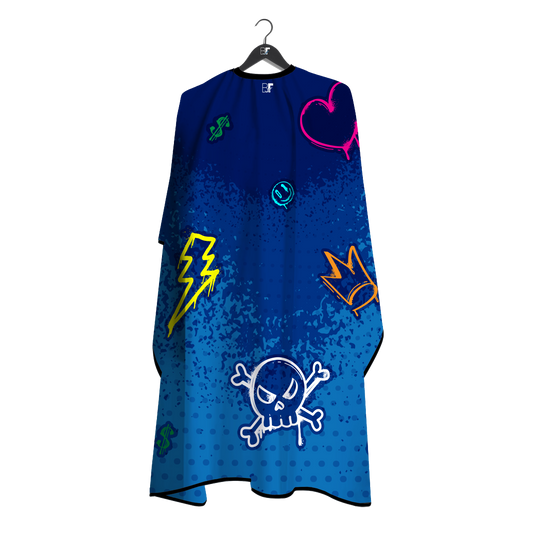 Barber Flow Graffiti Cape - Blue