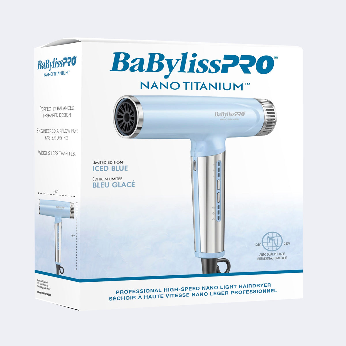 BabylissPro High Speed Nano Compact Hair Dryer Icy Blue Limited Edition