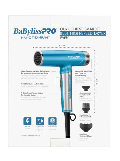 BabylissPro High Speed Nano Light Blue Hair Dryer by BabylissPro - Sustainable Living (View 6)