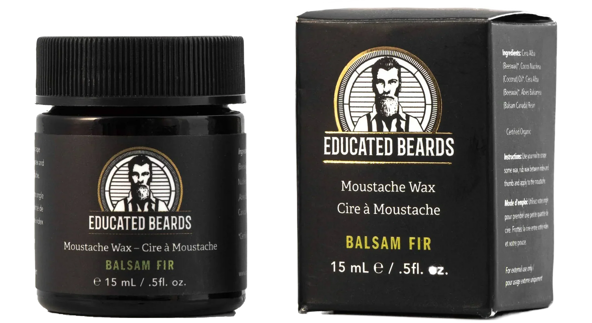 Educated Beards Balsam Fir Moustache Wax 15ml - Eco-friendly - Sama Homes