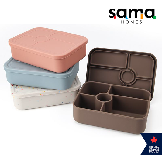 Silicone Bento Lunch box 5 Compartment 1280 ML - Leak-Proof & Microwave/Oven/Refrigerator Safe