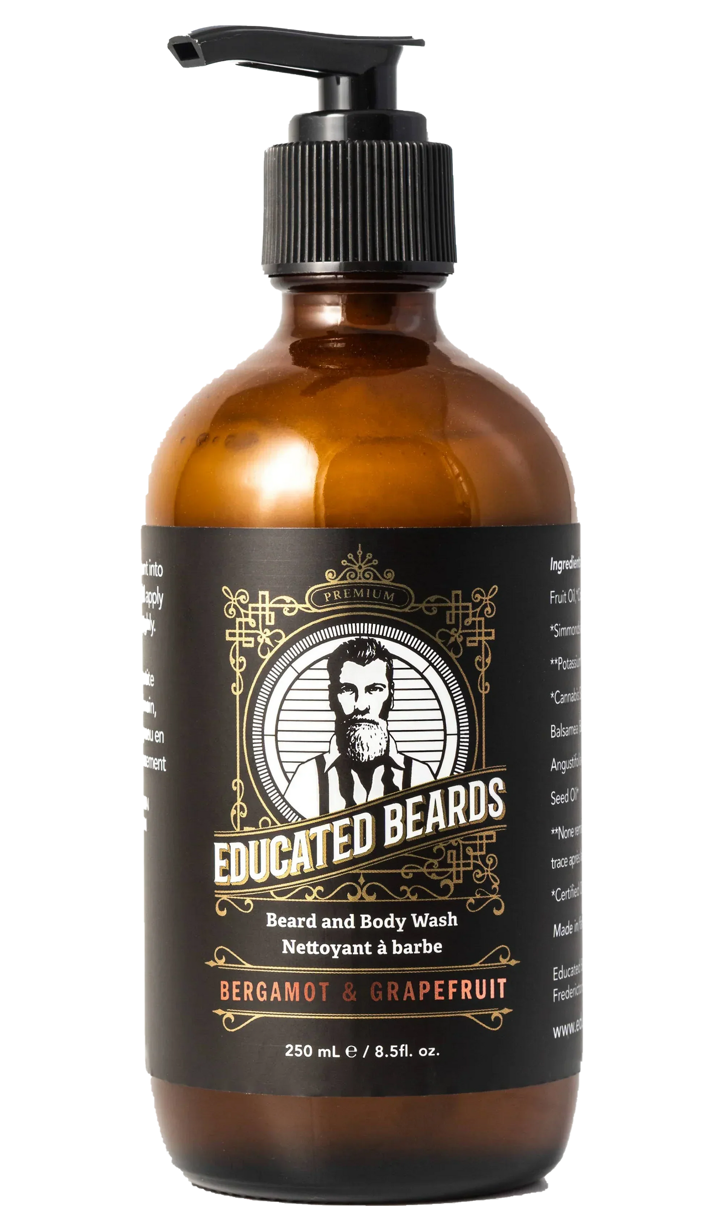 Educated Beards Purifying Beard & Body Wash - Bergamot Grapefruit, 250ml