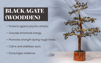 Wooden Black Agate Crystal Tree by SAMAHealing - Sustainable Living (View 3)