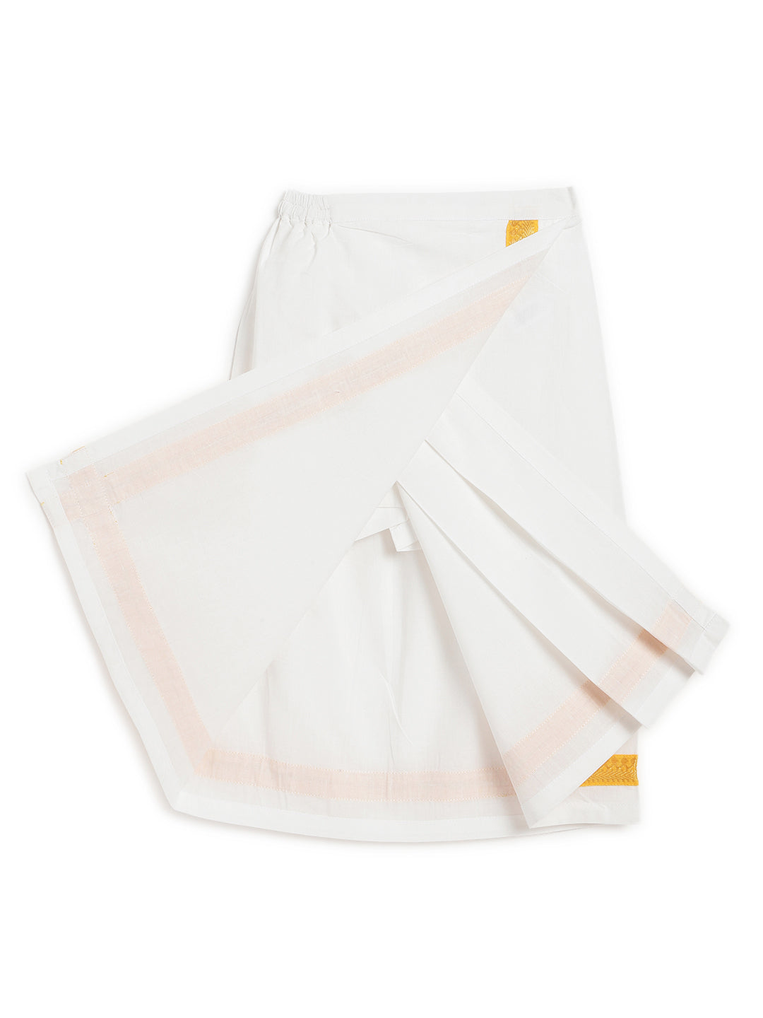 Boy Bandhani Print Cotton Mundu shirt Set - Yellow - Image 6