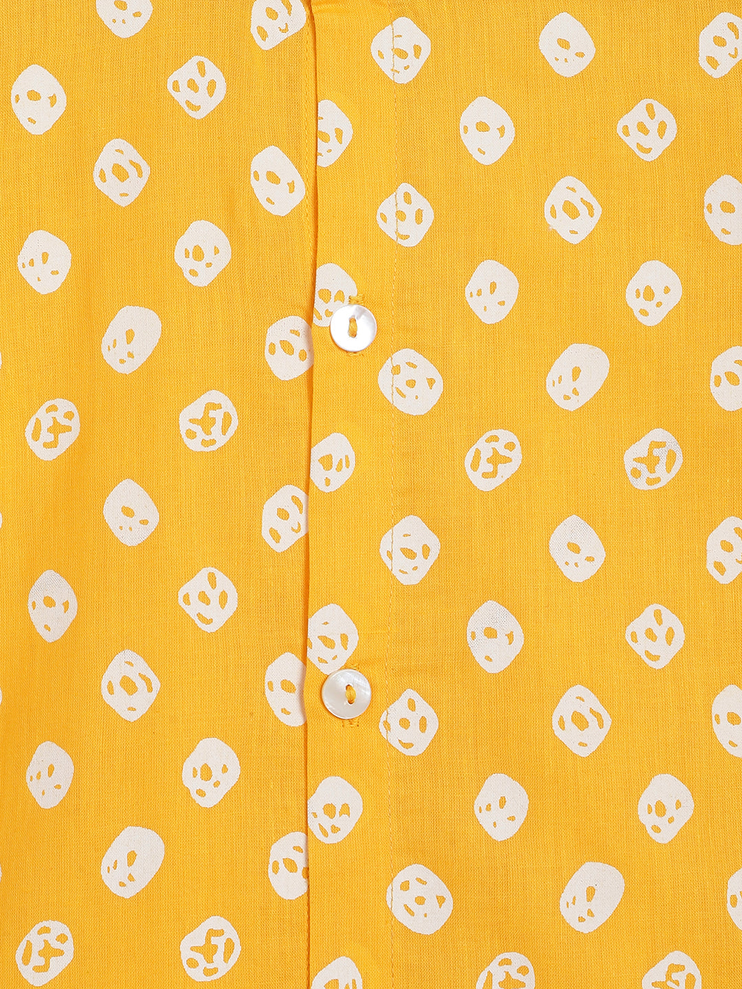 Boy Bandhani Print Cotton Mundu shirt Set - Yellow - Image 7